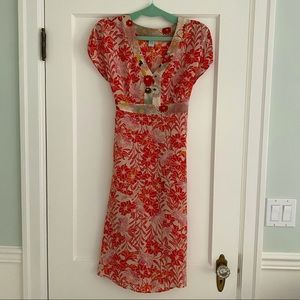 Anthropologie Odille Silk Short Sleeve Dress Size 4